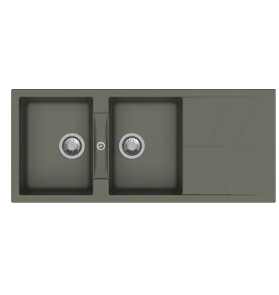 Carysil D200 Jazz Double Bowl with Drainer Quartz Kitchen Sink 46 x 20 inch