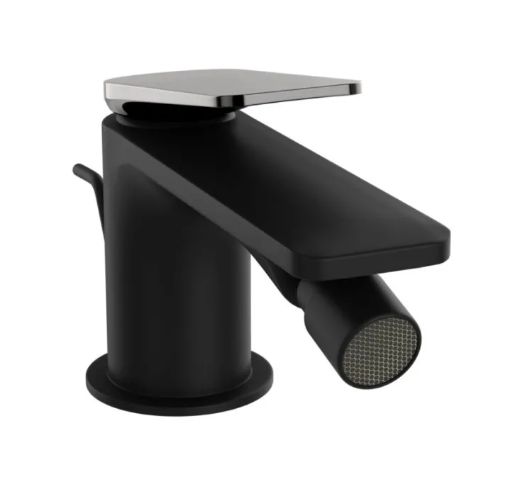 Jaquar Single Lever 1-Hole Bidet Mixer - Lever: Black Chrome | Body: Black Matt