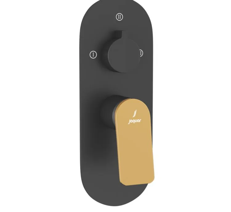 Jaquar Aquamax Exposed Part Kit of Single Lever Shower Mixer with 3-way diverter - Lever: Gold Matt PVD | Body: Black Matt