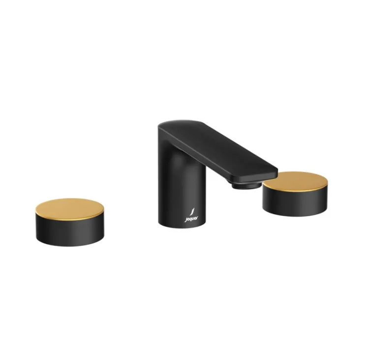 Jaquar 3-Hole Basin Mixer - Lever: Gold Matt PVD | Body: Black Matt