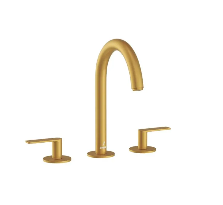 Jaquar 3-Hole Basin Mixer with Pipe Spout - Gold Matt PVD