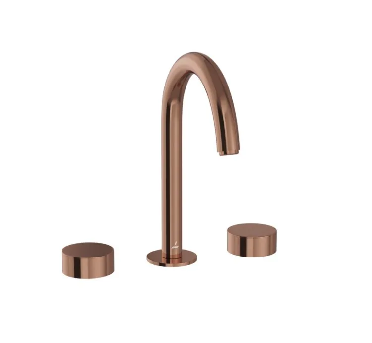 Jaquar 3-Hole Basin Mixer with Pipe Spout - Blush Gold PVD