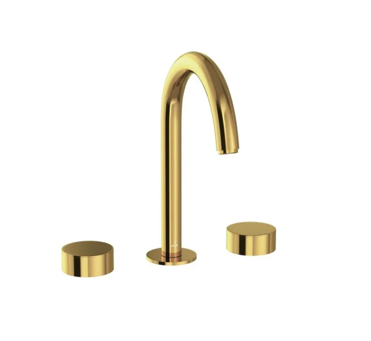 Jaquar  Click to see full view 360 Rotation Tech Image 3-Hole Basin Mixer with Pipe Spout - Gold Bright PVD