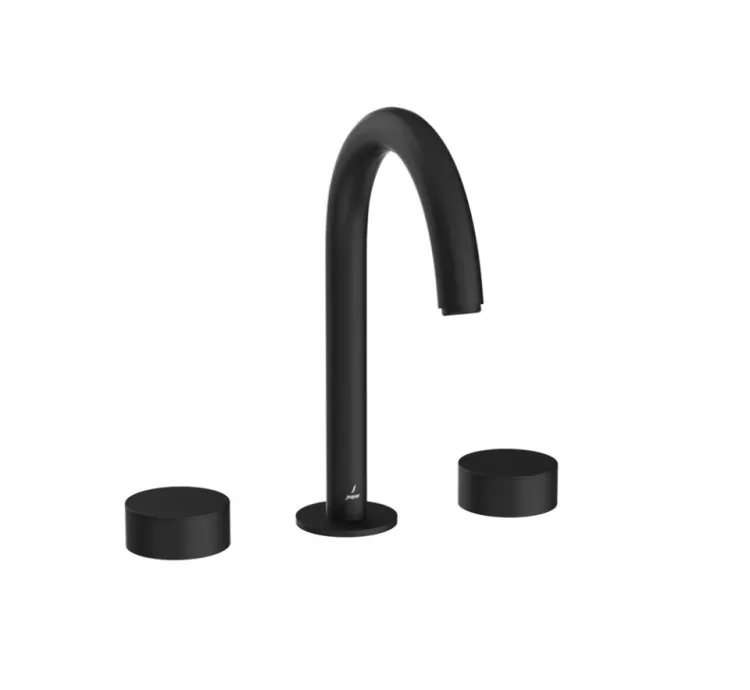 Jaquar  Click to see full view 360 Rotation Tech Image 3-Hole Basin Mixer with Pipe Spout - Black Matt