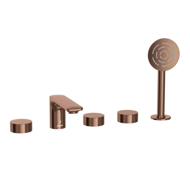Jaquar 5-Hole Bath Tub Mixer - Blush Gold PVD