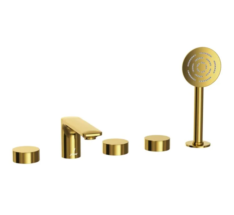 Jaquar 5-Hole Bath Tub Mixer - Gold Bright PVD