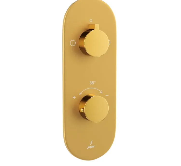 Jaquar Aquamax Exposed Part Kit of Thermostatic Shower Mixer with 2-way diverter - Lever: Gold Bright PVD | Body: Gold Matt PVD