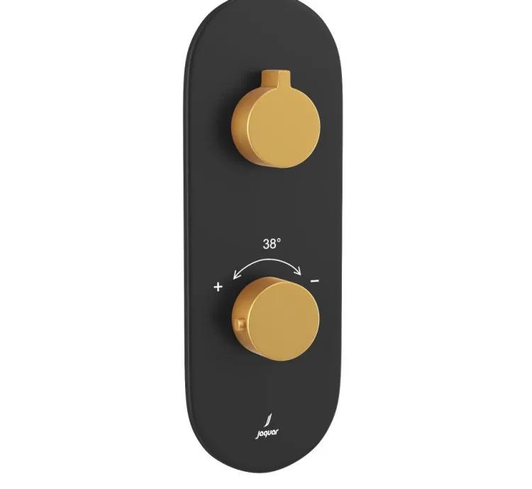Jaquar Aquamax Exposed Part Kit of Thermostatic Shower Mixer - Lever: Gold Matt PVD | Body: Black Matt