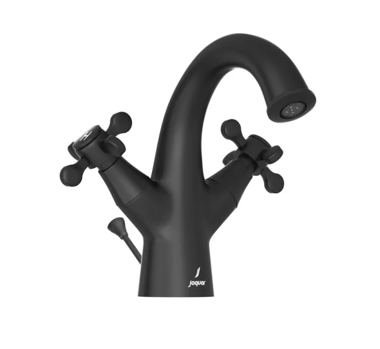 Jaquar Central Hole Basin Mixer with Popup Waste System - Black Matt