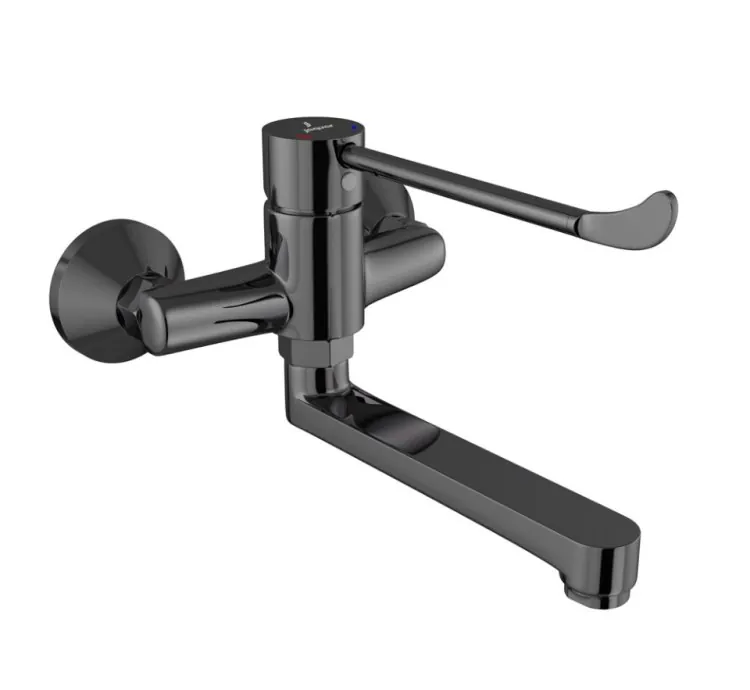 Jaquar Single Lever Surgical Purpose Elbow Action Sink Mixer (Wall Mounted) - Black Chrome (FLP-BCH-5166PM)