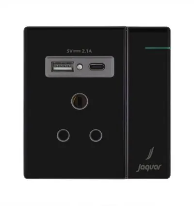 Jaquar 6A+Usb+Type C Three Pin Socket With Indicator And Big Switch And One Usb And One Type-C