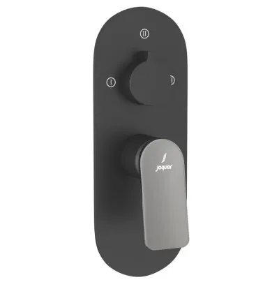Jaquar Aquamax Exposed Part Kit of Single Lever Shower Mixer with 3-way diverter - Lever: Black Chrome | Body: Black Matt