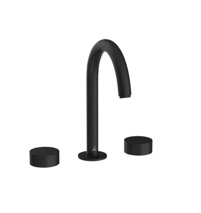 Jaquar  Click to see full view 360 Rotation Tech Image 3-Hole Basin Mixer with Pipe Spout - Black Matt