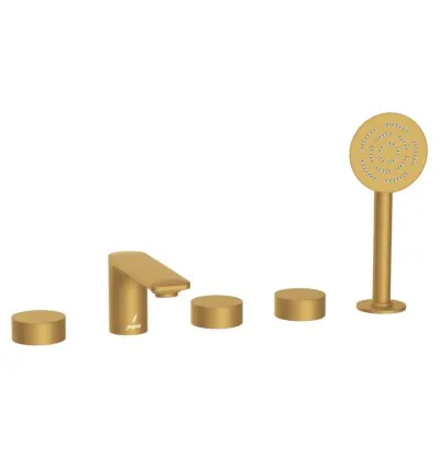 Jaquar 5-Hole Bath Tub Mixer - Gold Matt PVD