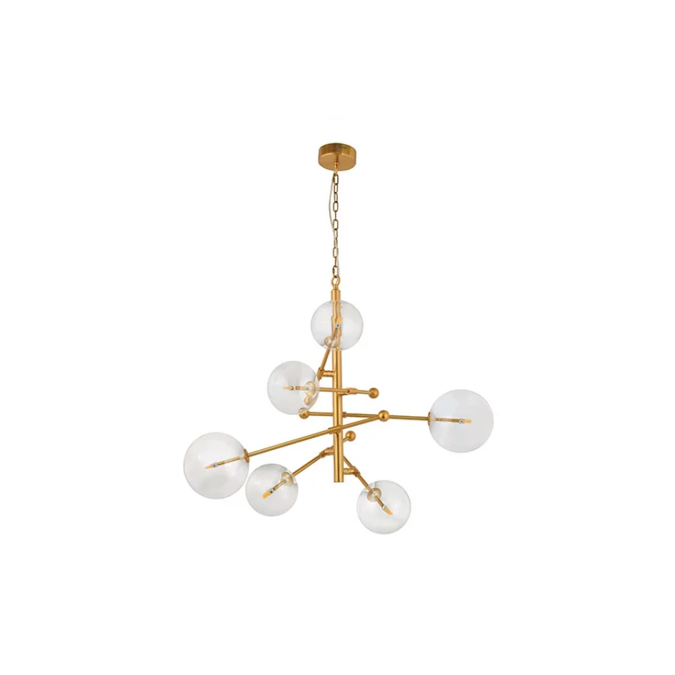 Jaquar 6 Light Clear Glass Ceiling Light (DCH-BRS-SL1260S1) (DCH-BRS-SL1260S1)