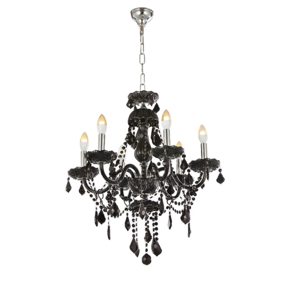 Jaquar 6 LT Black Crystal Chandelier (DCH-BLK-CHL0006PRE14) (DCH-BLK-CHL0006PRE14)