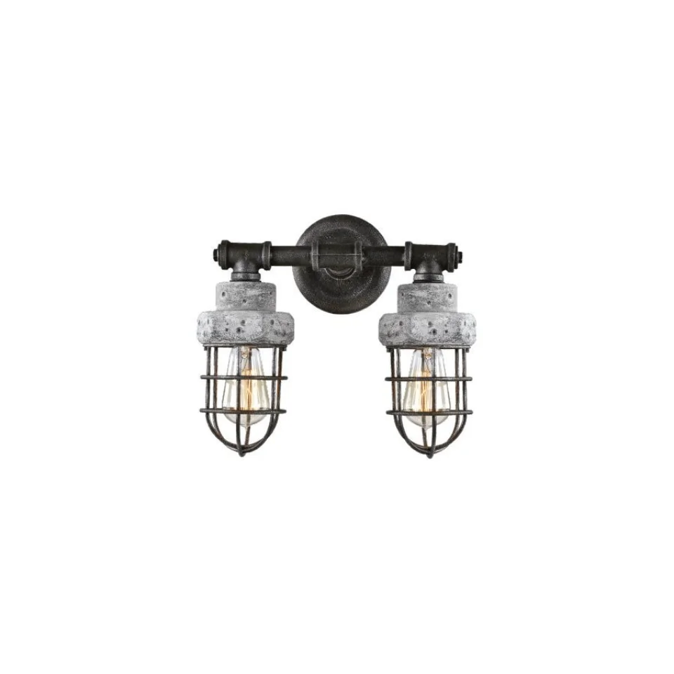 Jaquar 2 Light cage type wall lamp (DWL-GRY-WL92932) (DWL-GRY-WL92932)