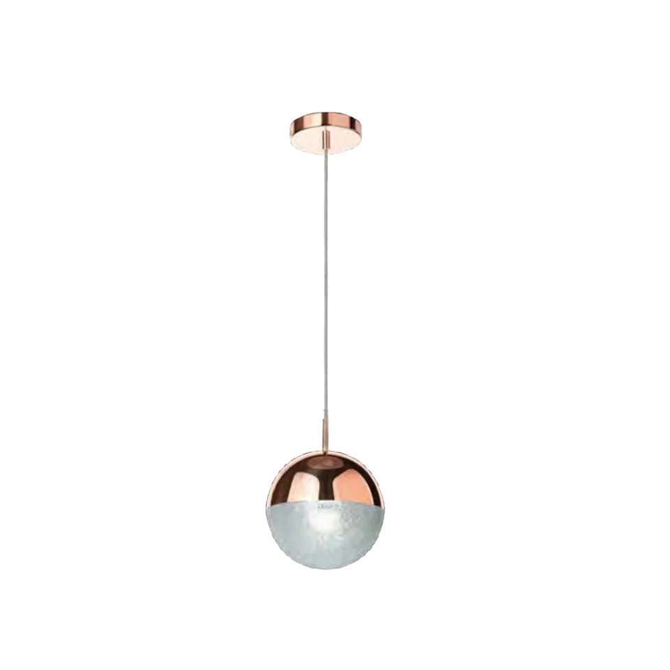 Jaquar 1 Light clear globe glass pendant - Rose Gold
